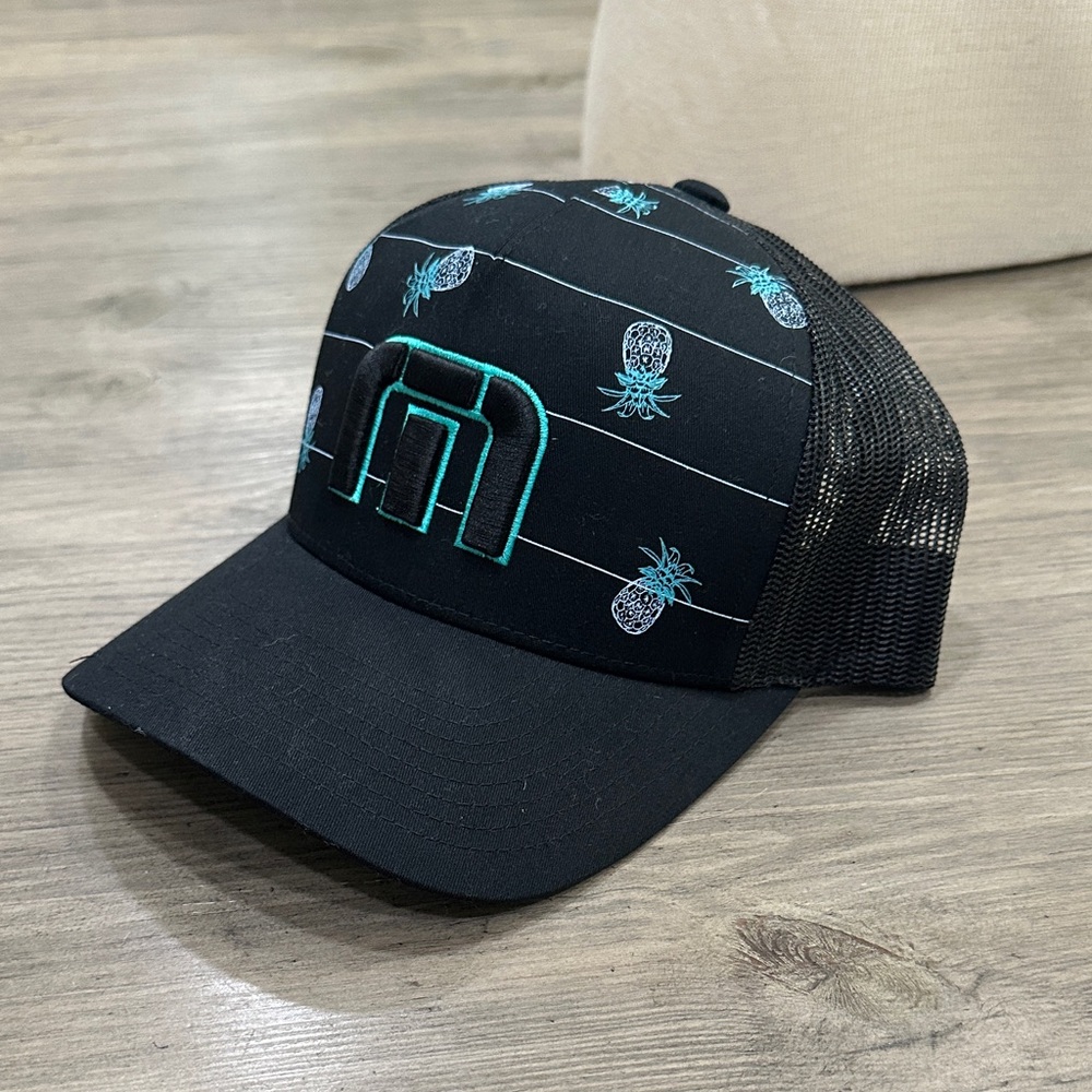 New! Travis Mathew Black and Teal Pineapple Hat